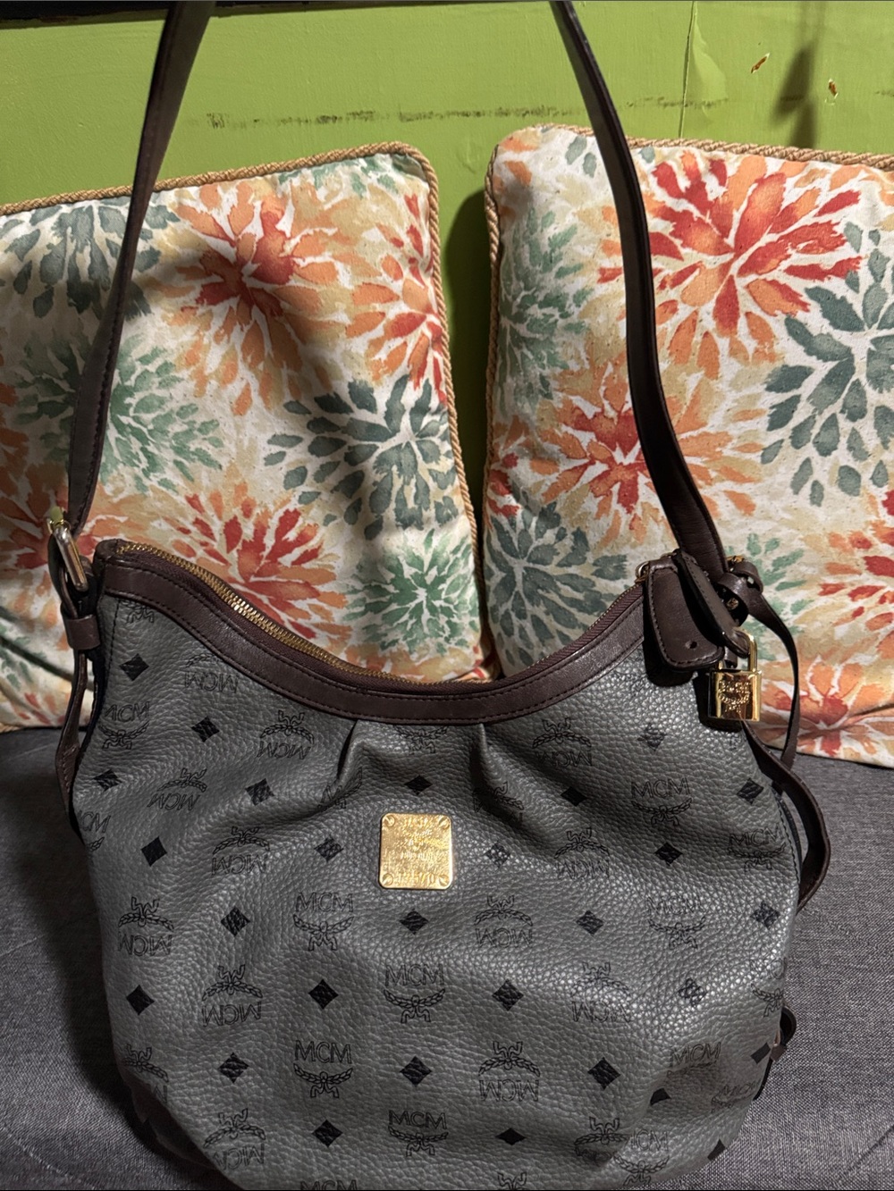 MCM Gray Visetos Hobo/crossbody bag